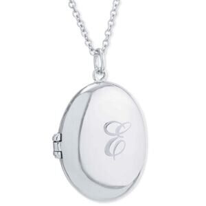 Sterling Silver 'E' Initial Locket Necklace Style Elegant Fashion Women's Luxury
